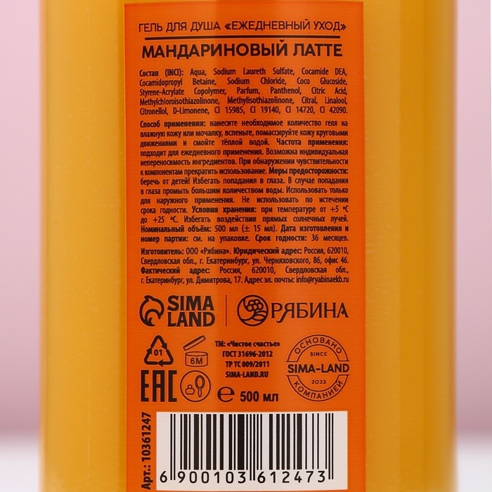 Новый Год. Гель для душа, ароматерапия, 500 мл, аромат латте-мандарин