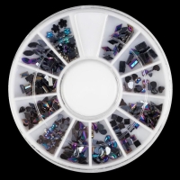 Стразы фигурные для декора ногтей &laquo;Ассорти&raquo;, цвет чёрная голография