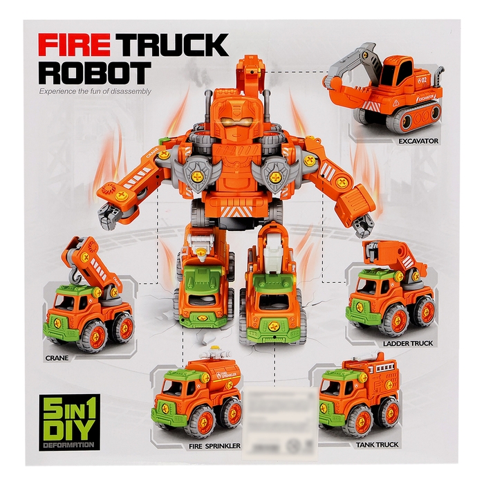 Конструктор винтовой &laquo;Робот пожарный&raquo;, 5 в 1