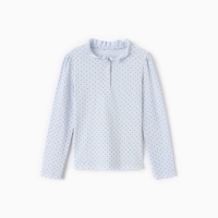 Джемпер для девочки школьный, цвет нежно-голубой/горошек, рост 140 см