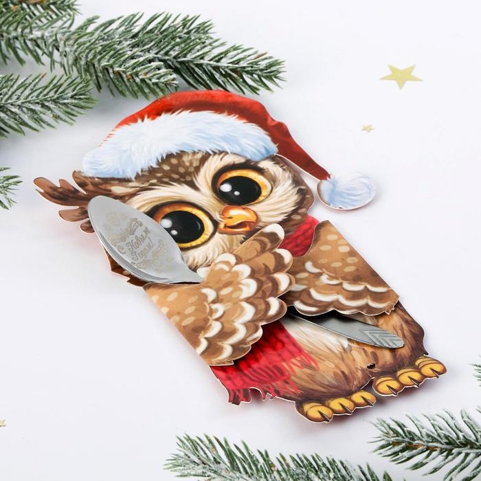 Ложка новогодняя с гравировкой &laquo;Удачи и счастья в Новом году&raquo;, на Новый год, 3 х 14 см