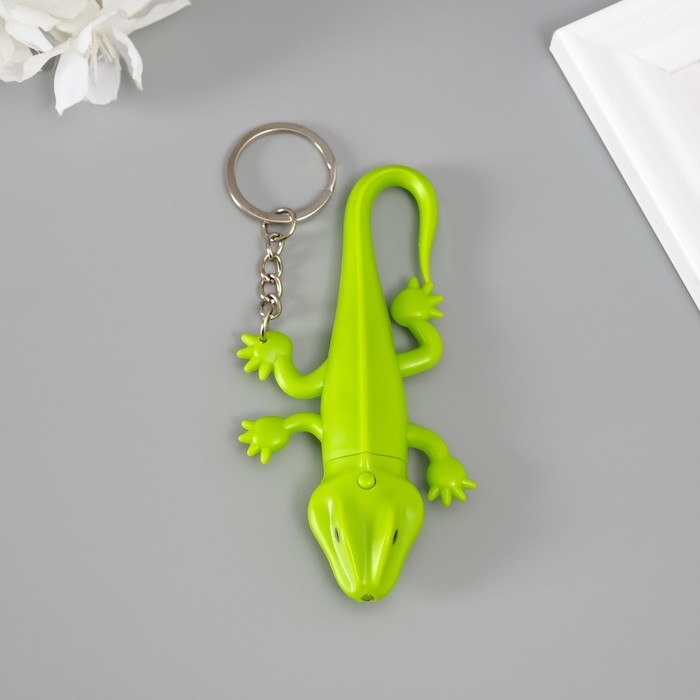 Фонарик кричалка на кольце "Ящерка"