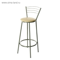 Табурет барный "Высокий" со спинкой, Серебристый металлик/Молочный
