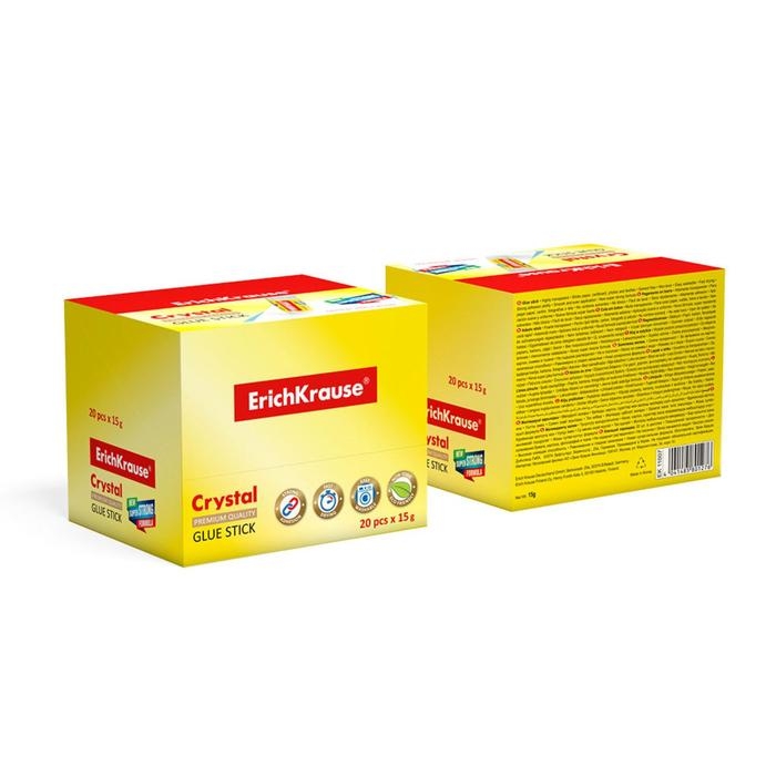 Клeй-карандаш ErichKrause Crystal PVP, 15 г, прозрачный Клeй-карандаш ErichKrause Crystal PVP, 15 г, прозрачный