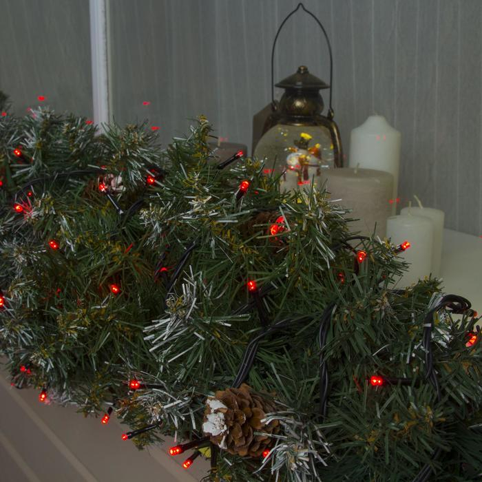 Гирлянда &laquo;Нить&raquo; 20 м, IP44, тёмная нить, 200 LED, свечение красное, 8 режимов, 220 В