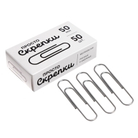 Скрепки канцелярские GLOBUS, 50 шт., 50 мм, без покрытия Скрепки канцелярские GLOBUS, 50 шт., 50 мм, без покрытия