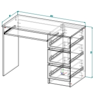 Стол письменный с ящиками Мадера, 1050х500х750, Черный