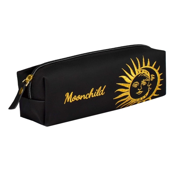 Пенал мягкий, 1 отделение, 55 х 195 х 60 мм, объёмный, полиуретан, вышивка, Феникс "Бриллиант", с подкладом