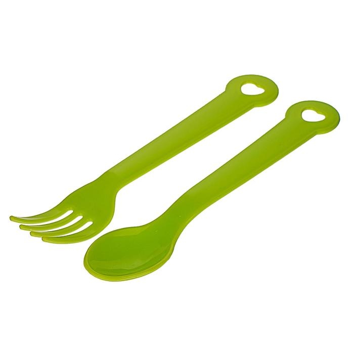 Набор детской посуды, 4 предмета: миска, ложка, вилка, бутылочка 200 мл, цвета МИКС