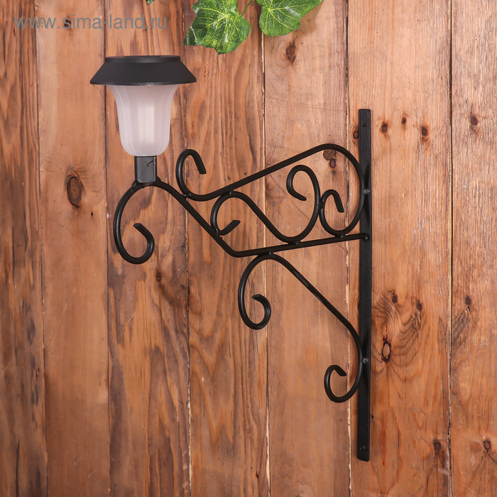 Кронштейн для кашпо, кованый, с фонарём, 50 см, металл, чёрный, «Узор» Кронштейн для кашпо, кованый, с фонарём, 50 см, металл, чёрный, «Узор»