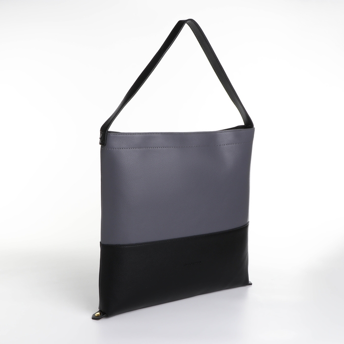 Сумка-мешок женская на молнии, цвет серый/чёрный