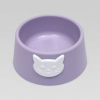 Миска для кошек 2 в 1 "Киса" пластиковая, 14 х 8 см, фиолетовая Миска для кошек 2 в 1 "Киса" пластиковая, 14 х 8 см, фиолетовая