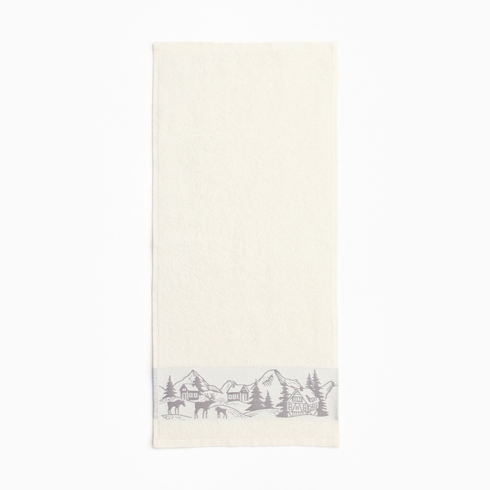 Новый год. Полотенце махровое "Снежный город" 30х60 см, 100% хлопок, 360гр/м2