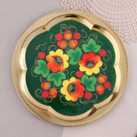 Набор &laquo;Маки на зелёном&raquo;, жёлудь, 3 предмета, самовар 3 л, заварочный чайник 0,7 л, поднос