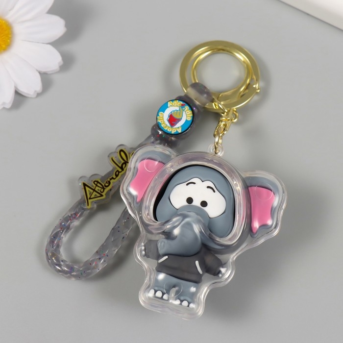 Брелок резина с карабином, ремешком Брелок резина с карабином, ремешком "Слонёнок в серой толстовке" 6х5,5х3,5 см