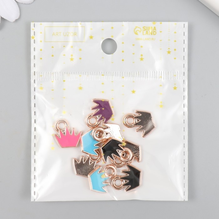 Декор для творчества пластик под металл Декор для творчества пластик под металл "Корона яркая" МИКС набор 10 шт 0,2х1,5х1,5 см