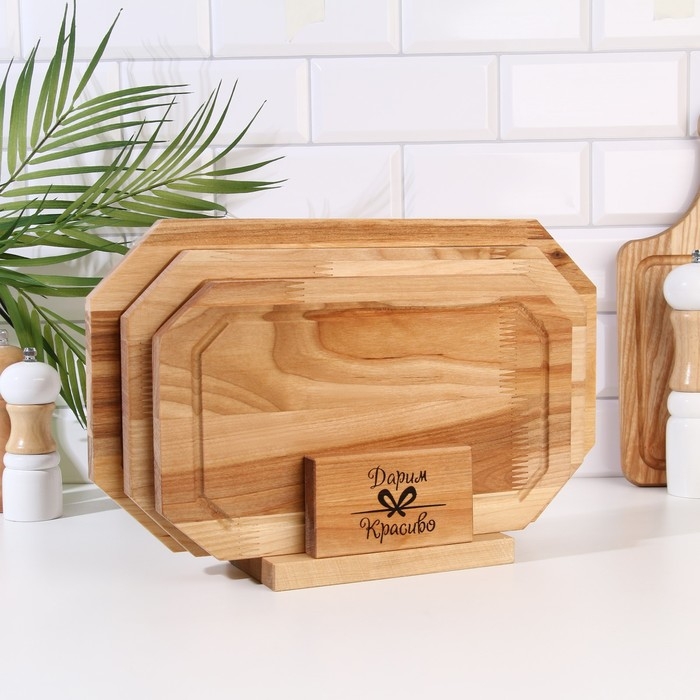 Набор досок разделочных Набор досок разделочных "Гайка" в кассете (38х22х1,8;34х20х1,8;30х18х1,8) см