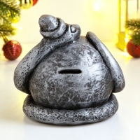 Новый год. Символ 2025. Копилка "Змея с шаром" 16х16х15см, серебро