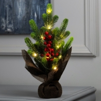 Фигура светодиодная «Ель и ягоды» 34 x18 x18 см, 10 LED, батарейки AG13x3 (в комплекте), свечение тёплое белое Фигура светодиодная «Ель и ягоды» 34 x18 x18 см, 10 LED, батарейки AG13x3 (в комплекте), свечение тёплое белое