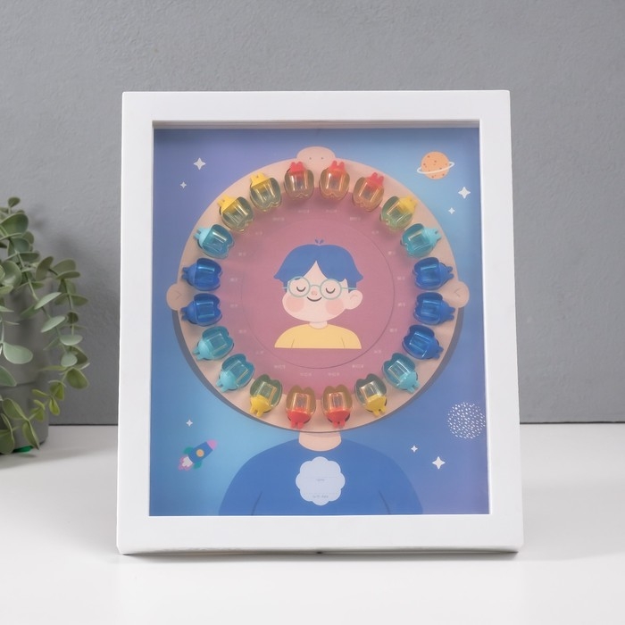 Фоторамка пластик 9х9 см Фоторамка пластик 9х9 см "Молочные зубики" голубая 2х23х27 см