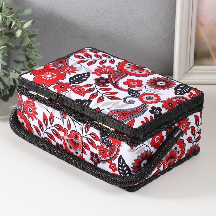 Шкатулка для рукоделия Шкатулка для рукоделия "Народный цветочный узор" 24х16х11 см