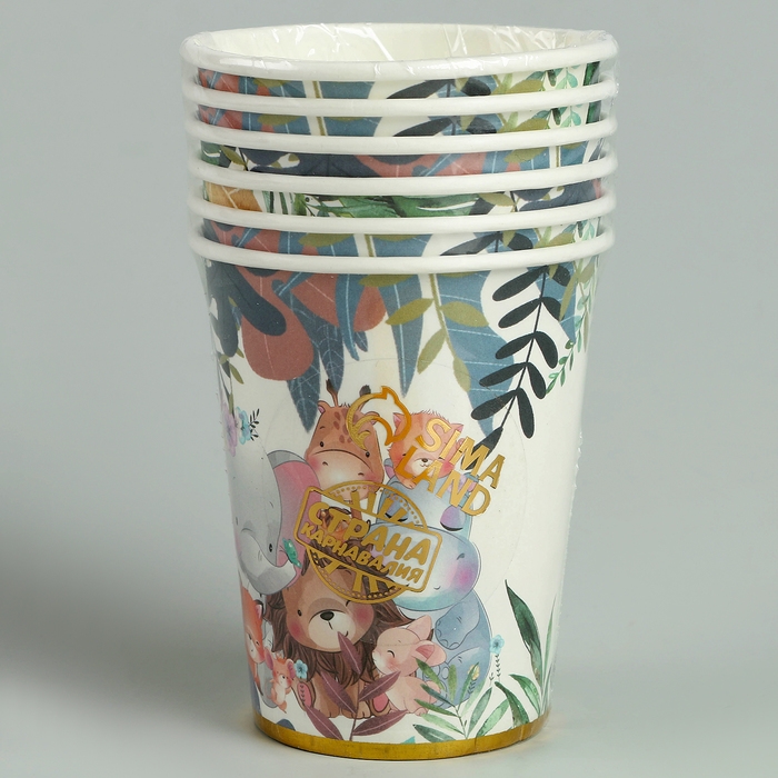 Стаканы бумажные &laquo;Зверята&raquo; с тиснением, 6 шт
