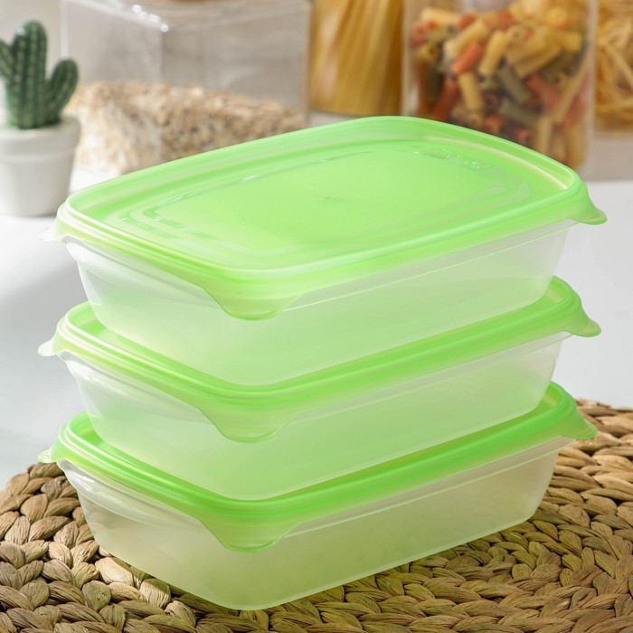 Набор контейнеров &laquo;Трио&raquo;, 3 шт, 700 мл, цвет прозрачный, крышка МИКС