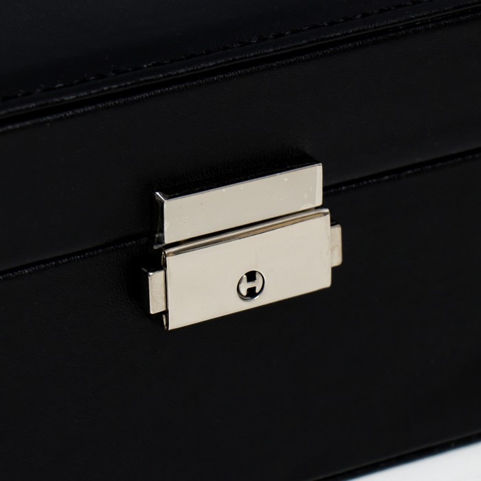 Шкатулка кожзам для украшений Шкатулка кожзам для украшений "Чёрная матовая" 9х23х17 см