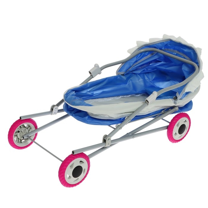 Коляска кукольная №3, цвет голубой с серым Коляска кукольная №3, цвет голубой с серым