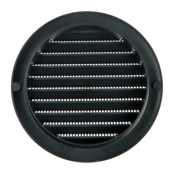 Решетка вентиляционная ZEIN, d=125 мм, круглая, с сеткой, с фланцем, неразъемная, графит Решетка вентиляционная ZEIN, d=125 мм, круглая, с сеткой, с фланцем, неразъемная, графит