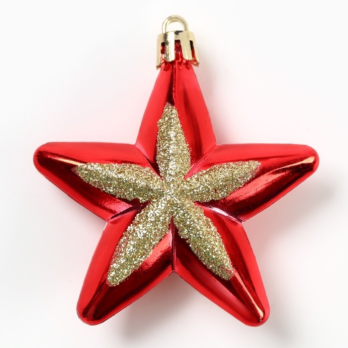 Ёлочные игрушки новогодние &laquo;Звёздочки&raquo;, на Новый год, цвет красный