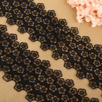 Кружево гипюровое, 80 мм × 6,8 ± 0,5 м, цвет чёрный Кружево гипюровое, 80 мм × 6,8 ± 0,5 м, цвет чёрный