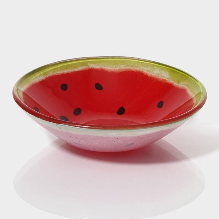 Салатник стеклянный Доляна «Арбуз», 150 мл, 12×2,5 см, цвет красный Салатник стеклянный Доляна «Арбуз», 150 мл, 12×2,5 см, цвет красный
