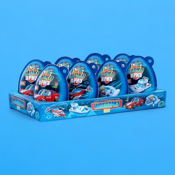 Печенье &laquo;Шокоприз XXL&raquo; с шоколадной пастой и игрушкой, яйцо-сюрприз, для мальчиков, 30 г