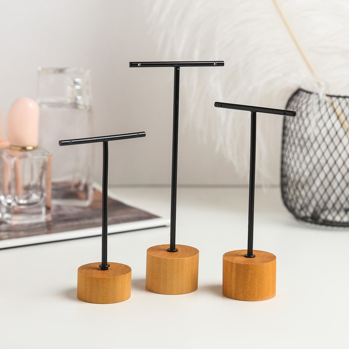 Подставка под серьги Т-образная, набор 3 шт., 16, 13,5, 11,5 см, цвет чёрный Подставка под серьги Т-образная, набор 3 шт., 16, 13,5, 11,5 см, цвет чёрный