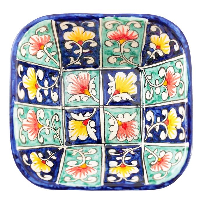 Салатница Риштанская Керамика Салатница Риштанская Керамика "Цветы", 14 см, микс