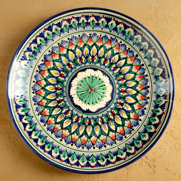 Ляган Риштанская Керамика Ляган Риштанская Керамика "Узоры", 32 см, синий