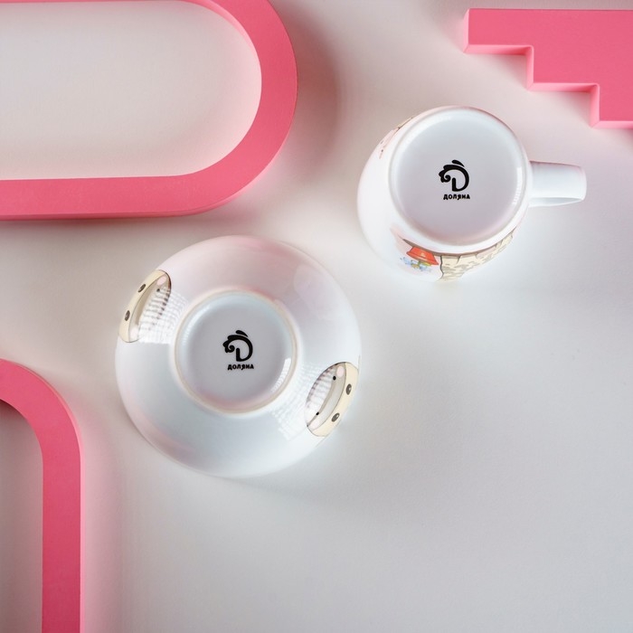 Набор детской посуды из керамики Доляна «Жирафик», 2 предмета: кружка 230 мл, миска 400 мл, цвет белый Набор детской посуды из керамики Доляна «Жирафик», 2 предмета: кружка 230 мл, миска 400 мл, цвет белый