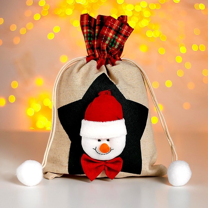 Мешок для подарков «Новогодний», со звездой, виды МИКС Мешок для подарков «Новогодний», со звездой, виды МИКС