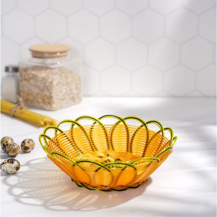 Корзинка для подачи Доляна &laquo;Ромашка&raquo;, 22&times;8 см, цвет золотистый