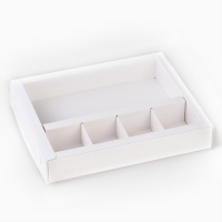 Коробка под 4 конфеты и шоколад с ячейками &laquo;Белая&raquo; 18.8 х 15.7 х 3 см