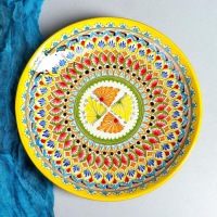 Ляган Риштанская Керамика "Узоры", 32 см, жёлтый Ляган Риштанская Керамика "Узоры", 32 см, жёлтый