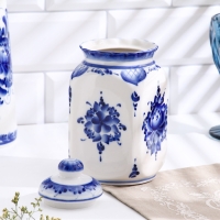 Банка «Каскад», для сыпучих продуктов, средняя, 1,25 л, H=19,5 см, гжель Банка «Каскад», для сыпучих продуктов, средняя, 1,25 л, H=19,5 см, гжель