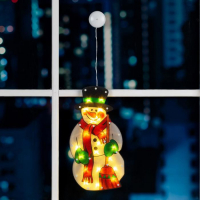 Светодиодная фигура на присоске &laquo;Снеговик&raquo; 22 &times; 44 см, пластик, батарейки АААх3 (не в комплекте), свечение тёплое белое