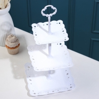 Этажерка-фруктовница квадратная &laquo;Вивьен&raquo;, 3 яруса, 12,5/16,5/20 см, цвет белый