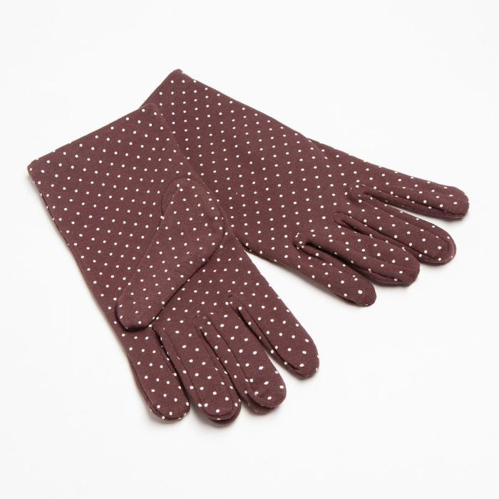 Перчатки женские MINAKU в горох, 22 см, цв. коричневый Перчатки женские MINAKU в горох, 22 см, цв. коричневый
