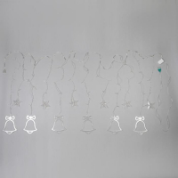 Гирлянда &laquo;Бахрома&raquo; 2.4 &times; 0.9 м с насадками &laquo;Колокольчики&raquo;, IP20, прозрачная нить, 138 LED, свечение белое, 8 режимов, 220 В