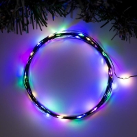 Гирлянда &laquo;Нить&raquo; 5 м роса, IP20, зелёная нить, 50 LED, 2 режима, батарейки AAх3 (нет в комплекте), свечение мульти