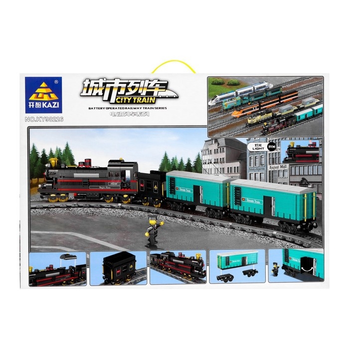 Конструктор ЖД &laquo;Паровоз с составом&raquo;, работает от батареек, 841 деталь