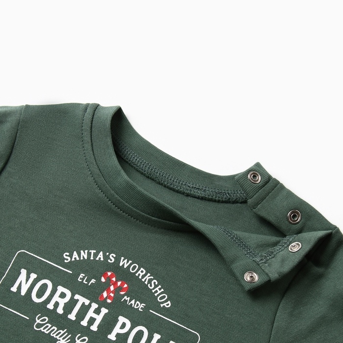 Новый год. Костюм (штанишки и кофточка) Крошка Я "Еловые веточки", рост 74-80 см, зеленый